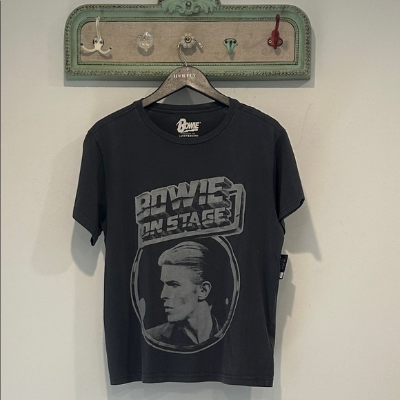Lucky Brand x Bowie Music Charcoal grey Graphic Tee small women’s relaxed - Picture 1 of 4